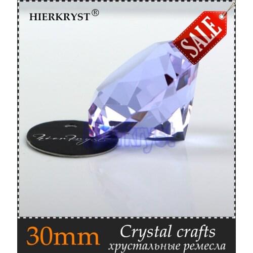 HIERKYST 1pc Purple Glass Crystal Diamond Paperweight Rainbows Cut Crafts Wedding Decoration Europe Style Ornaments 1.18" 2005-5