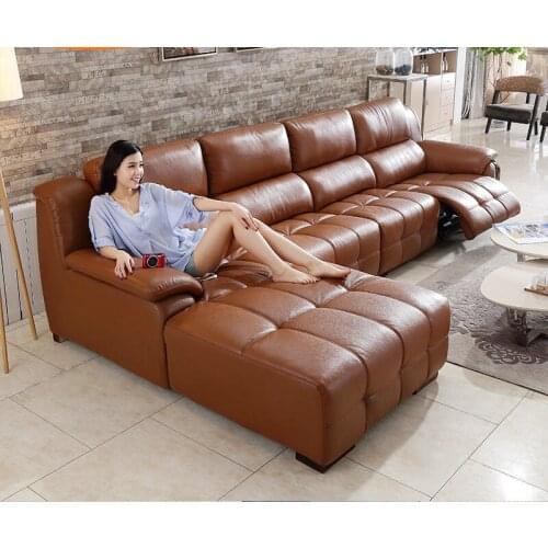 Living Room Sofa set real genuine leather sofas salon couch electric recliner L sofa cama speaker air cleaner puff asiento mueb