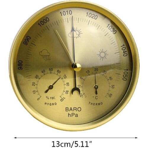 Metal 3 in 1 Barometer Weather Station for Indoor and Outdoor Use Barometer Thermometer Hygrometer with Round Frame