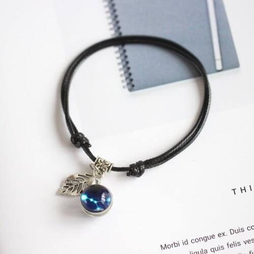 Twelve constellations micro luminous fashion popular couple girlfriends bracelet simple Korean art starry sky jewelry 0a1#2604