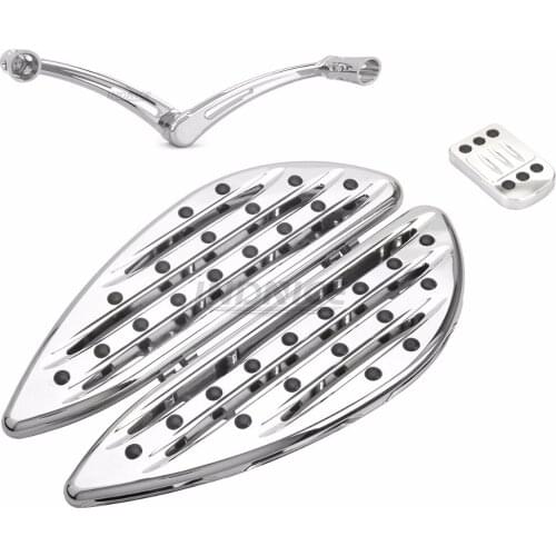 Motorcycle Chromed CNC Cut Driver Floorboard + Heel Toe Shift Lever+Pedal for harley Touring Glide