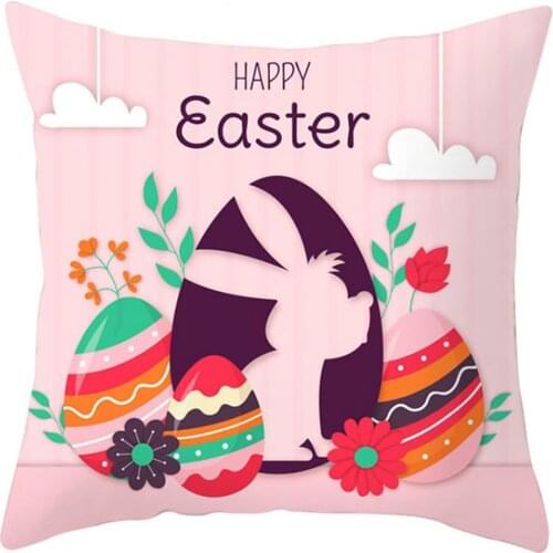 Bunny Easter Print Pillowcase Rabbit Sofa Cushion Protective Cover Decor Gift Easter Bunny Eggs Pillowcase for Home Decor Gifts