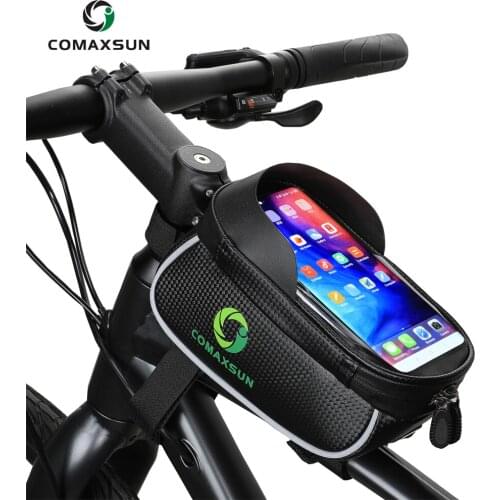 COMAXSUN Rainproof Bicycle Bag Bike Frame Bag Touchscreen Phone Case Cycling Bags MTB Bike Top Tube Handlebar Bike Accessories