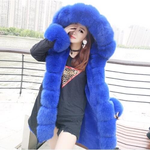 Maomaokong New Fashion Woman Luxurious Real Fox fur Parka Large Hooded Coat Outwear Winter Jacket