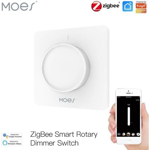 New ZigBee Smart Rotary Light Dimmer Switch Brightness Memory Smart Life/Tuya APP Remote Control Works with Alexa Google EU