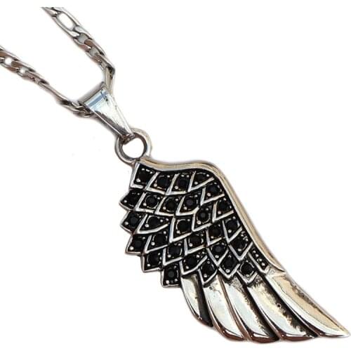 AsJerlya Stainless Steel Angel Wing Necklace Feather Pendant Long Necklace For Women & Man Gift Jewelry Wholesale Dropshipping