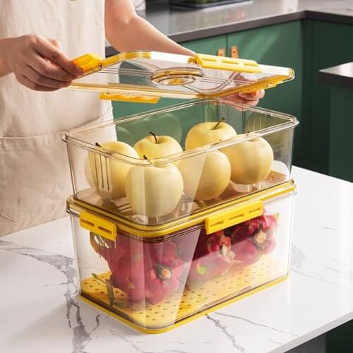 Refrigerator Plastic Sealed Fruit Dumpling Box Fresh-Keeping Transparent Vegetable Storage Box Drain Space-Saving Drawers