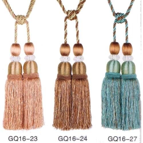 Europe Style New Arrival Curtain Tassels Hang Ball Small Crystal Double Ball Rural Curtain Tieback 1Pair Balls Curtain Holder