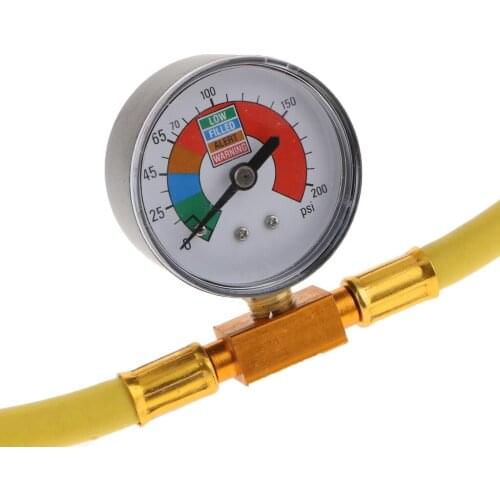 R134A Refrigerant Recharging Hose with 200PSI Pressure Gauge, A/C 1/2 Thread, Yellow