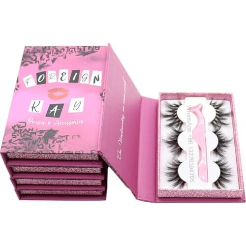 Hot Sell Burn Book 3 Pairs Lash Book Custom Eyelash Packaging with Logo Wholesale Mink Lashes Natural Eyelashes With Packaging
