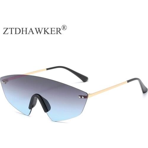 Retro One Piece Rimless Sunglasses Trend Men and Women Street Shooting Eyeglasses Gradient Color Glasses