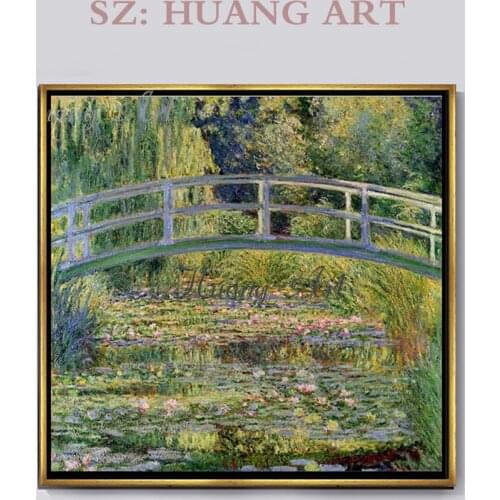 Hand painted High Quality Monet classics Water lily Bridge works impressionist art Oil Painting On Canvas Painting