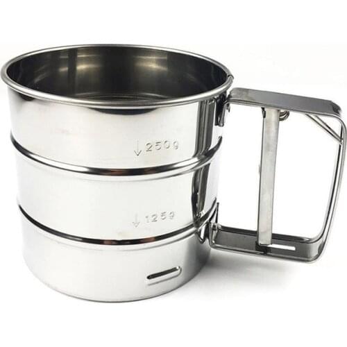 Hand pressure stainless steel small flour sieve cup flour sieve cake tools baking tools