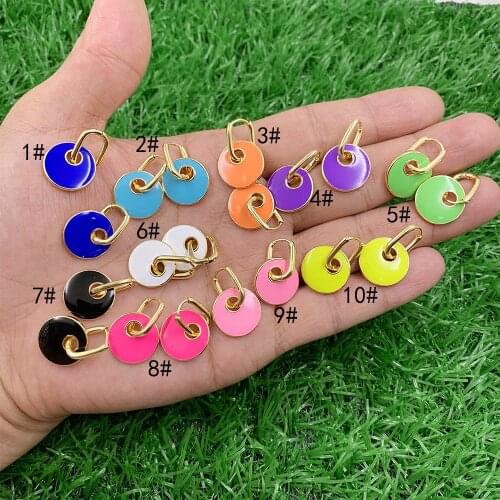 Minimalist Colorful Enamel Geometric Round Oval Screw Back Stud Ear Piercing Ear Bone Studs Earrings