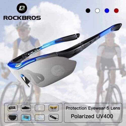 RockBros Polarized Cycling Sun Glasses Outdoor Sports Bicycle Glasses Men Women Bike Sunglasses 29g Protection Eyewear 5 Lens