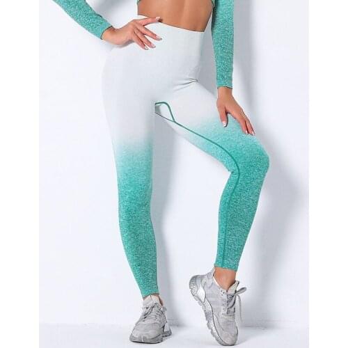 Gradient color energy Sport Yoga Legging Women Workout Fitness Jogging Running Pants Gym Tights Stretch Sportswear Yoga Trousers
