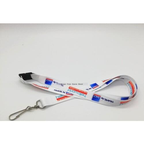 Heat Transfer Polyester White Neck Lanyard Custom Safety Buckle J Hook Badge Holder Student School Neck Lanyard Strip