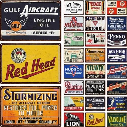 Vintage Metal Plaque Tin Signs Poster Motor Oil Parts Wall Decor Plate for Motor Club Gas Station Garage Repair Station Texaco