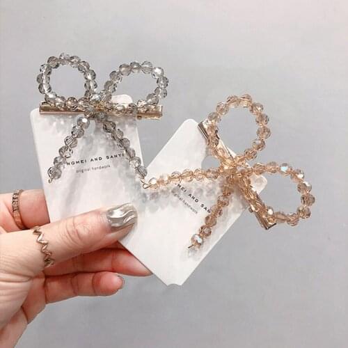 Knotbow Hairpin Accessories Hair Clip Girl Headwear Crystal Bow Hairpin Lovely Children Hair Jewelry Crystal Beads Stone Fashion