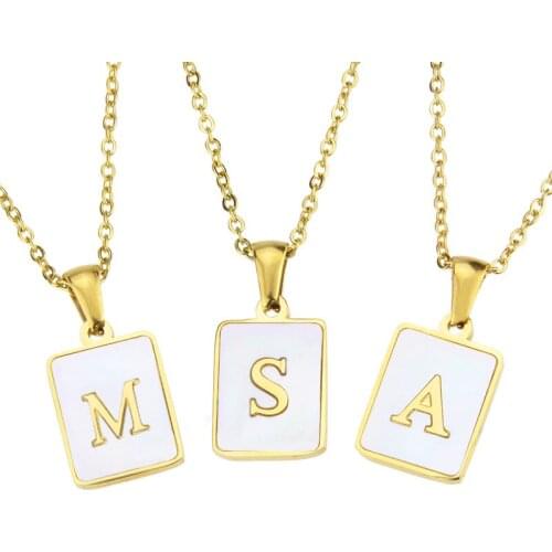 Letter womens neck chain stainless steel necklace chain Letter Necklace Shell Pendant 26 Letter Titanium Steel Necklace