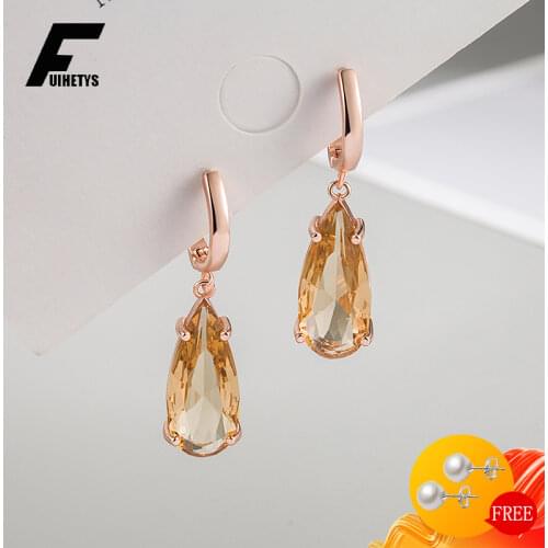 BaliJelry 925 Silver Women Earrings Jewelry Water Drop Shape Citrine Gemstone Fashion Earring for Wedding Engagement Accessories