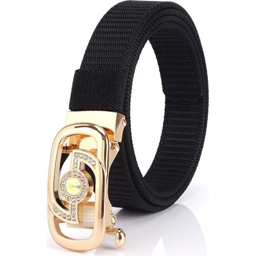 Womens Thin Belt Automatic Buckle Belt Mens Belt Canvas Candy Color Belt Korean Version of The Wild Nylon Belt Width Style