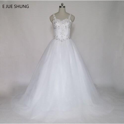 E JUE SHUNG White Vintage Lace Appliques Cheap Wedding Dresses 2017 Sweetheart Spaghetti Straps Wedding Gowns vestidos de novia