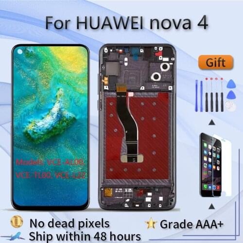 For Huawei nova 4 VCE-AL00 VCE-TL00 VCE-L22 LCD screen assembly with front case touch glass,With repair parts nova 4 LCD Display