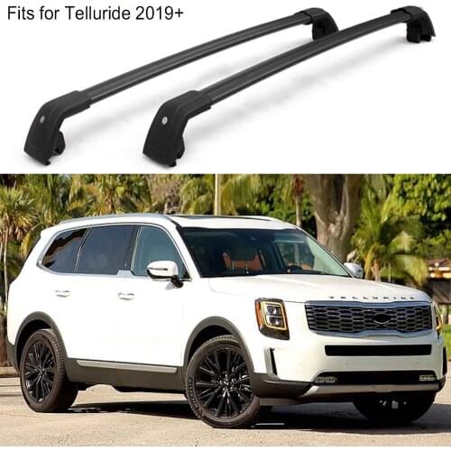 2Pcs crossbar Cross Bar rail rack fits for KIA Telluride 2019 2020 all black aluminum alloy luggage racks