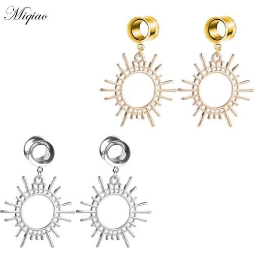 Miqiao 2pcs Hot New Style Stainless Steel Sun Gear Double Horn Ear Expander Exquisite Human Body Piercing Jewelry