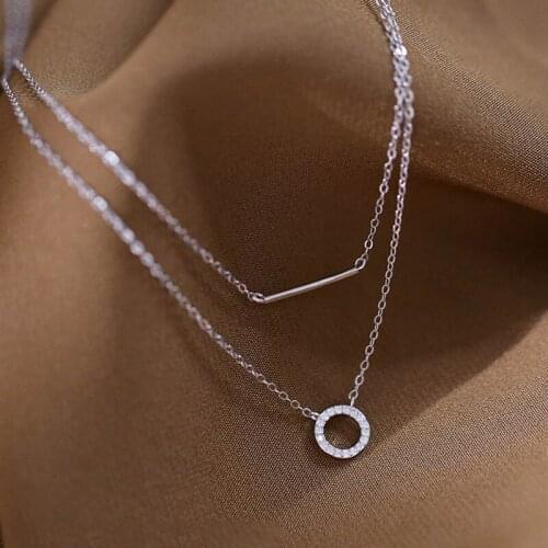 2021 Fashion Necklace Dainty Double Layer Asymmetric Pendant Minimalism Jewelry For Women Wedding Party Charm Punk Neck Chain