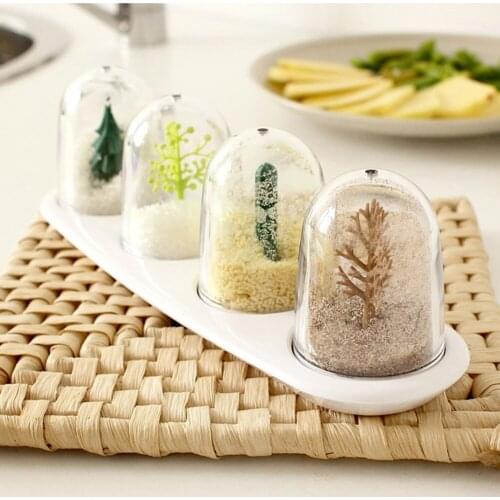 4pcs/set Four Seasons Plant Spice Jar Creative Animals Seasoning Bottle Salt Sugar Pepper Shaker Cooking Tools Kitchen Supplies