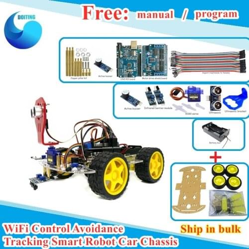 4WD Acrylic Trolley WiFi Control Avoidance Tracking Smart Robot Car Chassis Kit Speed Encoder Ultrasonic Module For Arduino Kit