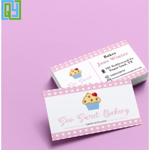 Free Shipping 100 Pcs Custom Sweet Cupcake Bakery Pink Dot Business Cards 54x90mm