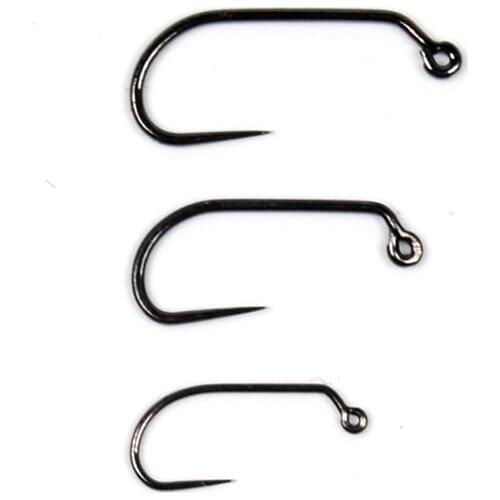 Bimoo 25PCS/Lot Premium Barbless Fly Tying Jig Hook Fly Fishing Hooks 60 degree Forged Black Nickle Finish 12 14 16