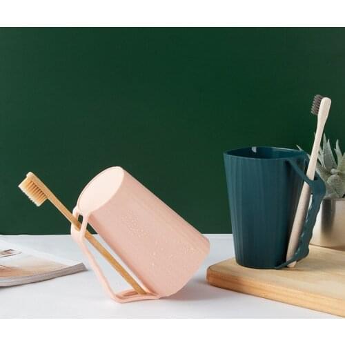 Toothbrush cup Gargle cup creative eco plastic simple handle couple fashion convenient bathroom articles Solid wheat straw
