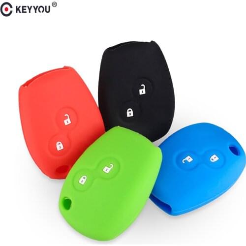 KEYYOU 20X Silicone Rubber Remote Car Key Case Cover 2 Button For Renault Clio Scenic Megane Duster Sandero Captur Twingo Modus