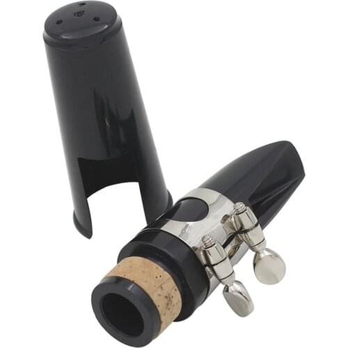 Black Plastic B Flat Clarinet Mouthpiece & Cap Clamp Woodwind Instruments