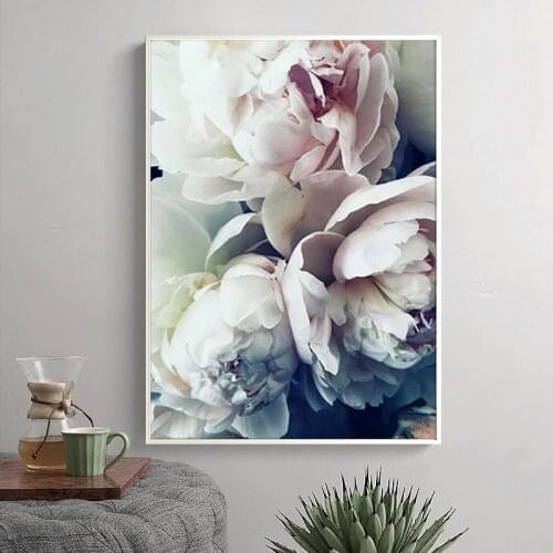 Bloom Peony Flower Canvas Painting Nordic Elegant Plants Pink Wall Art Posters and Prints Cuadros Picture Room Home Decor