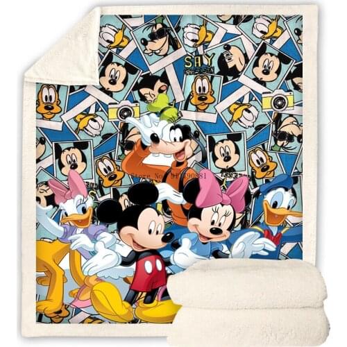 Home Textile Disney Mickey Minnie Stilch Cute Print Comfy Soft Sherpa Blanket for Children Adult Sofa Bedding with Color Print
