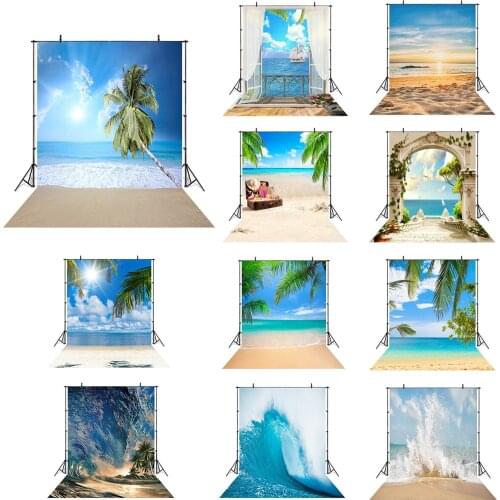 Blue Sky Sea Beach Photography Backdrop Party Scenery Child Adult Portrait Decor Photostudio Waves Summer Kids Background Prop