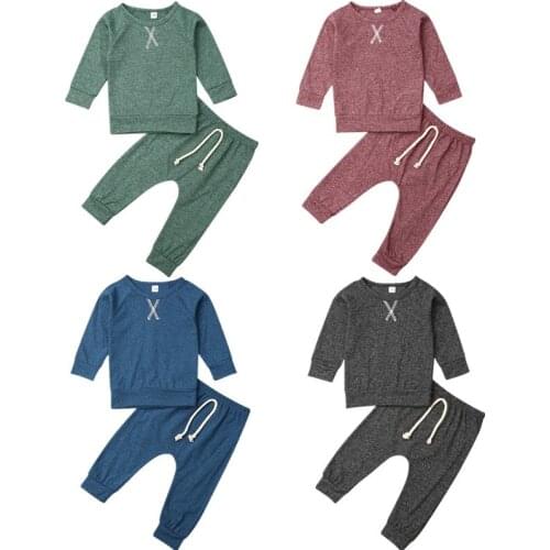 Casual Newborn Infant Baby Boy Girl Cotton Clothes Long Sleeve T-shirt Top+Pants Leggings Kids Loose Sleeping Outfits Sets