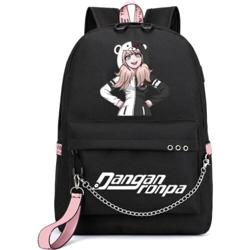 Anime Danganronpa Happy Chain Backpack For USB Charge Canvas Student Backpack For Teenagers Boys Girls School Bag
