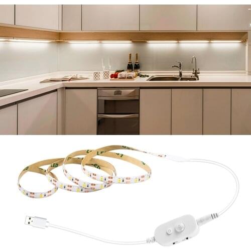 PIR Motion Sensor LED Under Cabinet Light 1m 2m 3m USB 5V 2835 LED Strip Light Night Lamp 60 LEDs/m For Kitchen Closet Bedroom