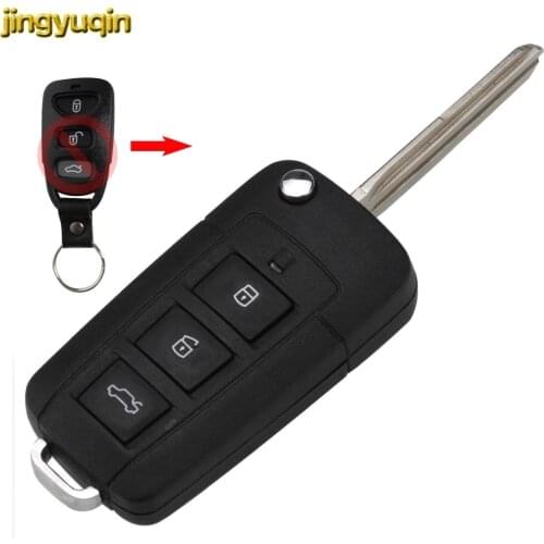 Jingyuqin Modified 3+1 Button Foldable Remote Car Key Shell For Kia Hyundai Elantra Sonata Genesis Car Key Case Fob Cover