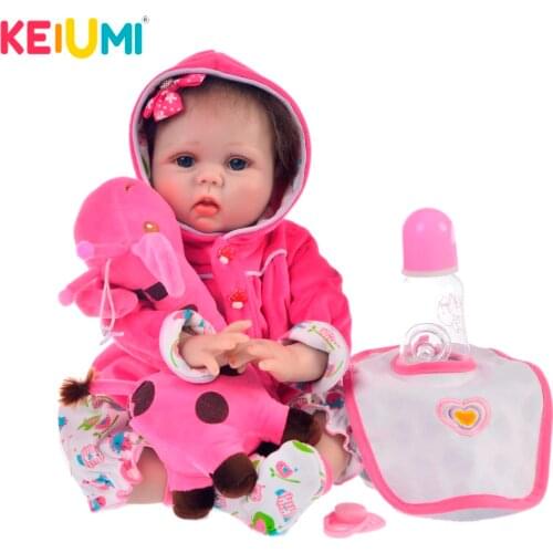 KEIUMI New New Silicone Reborn Baby Dolls 22" 55 CM Lovely Baby Reborn Realisting Stuffed Doll Sets For Kids Birthday Surprise