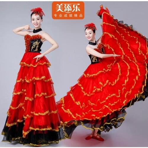 Spanish Flamenco Bullfighting Costume Adult Female Opening Dance Full-skirt Dress Spanish Stage Performance Dancing Suit H528