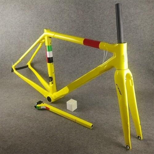 Customize Logo Yellow C64 Carbon Road Frames Glossy 48/50/52/54cm/56cm