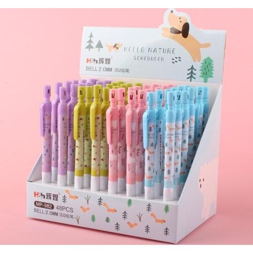 48 pcs/lot 2.0mm Forest Animals Mechanical Pencil Creative Automatic Pen stationery gift School Office writing Supplies