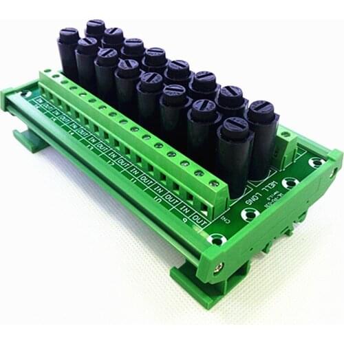 Fuse Module,DIN Rail Mount 16 Channel Fuse Power Distribution Module Board
